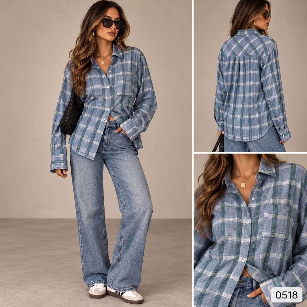 Lucky Brand Women XL Blue Green Plaid Modal Viscose Button Down Shirt 0518